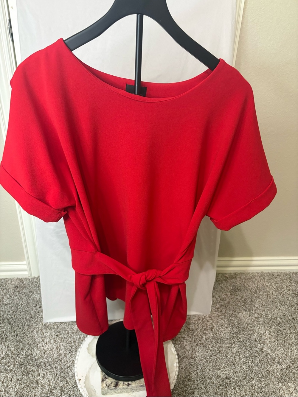 Worthington Red Tie-Waist Tunic Top